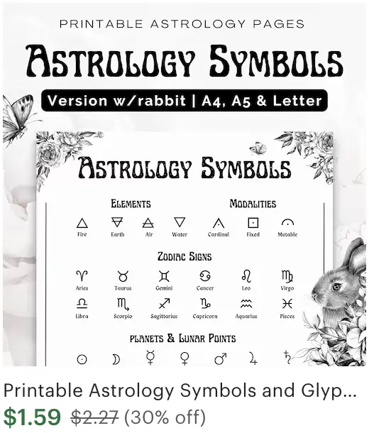Astrology Symbols and Glyphs Printable Hare Theme