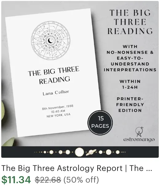 Custom The Big Three Astrology Reading. In-depth astrology analysis of your Sun, Moon and Rising Sign/Ascendant.
